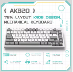Ajazz AK820 75% Gasket-mounted Wired Mechanical Keyboard-Gray White