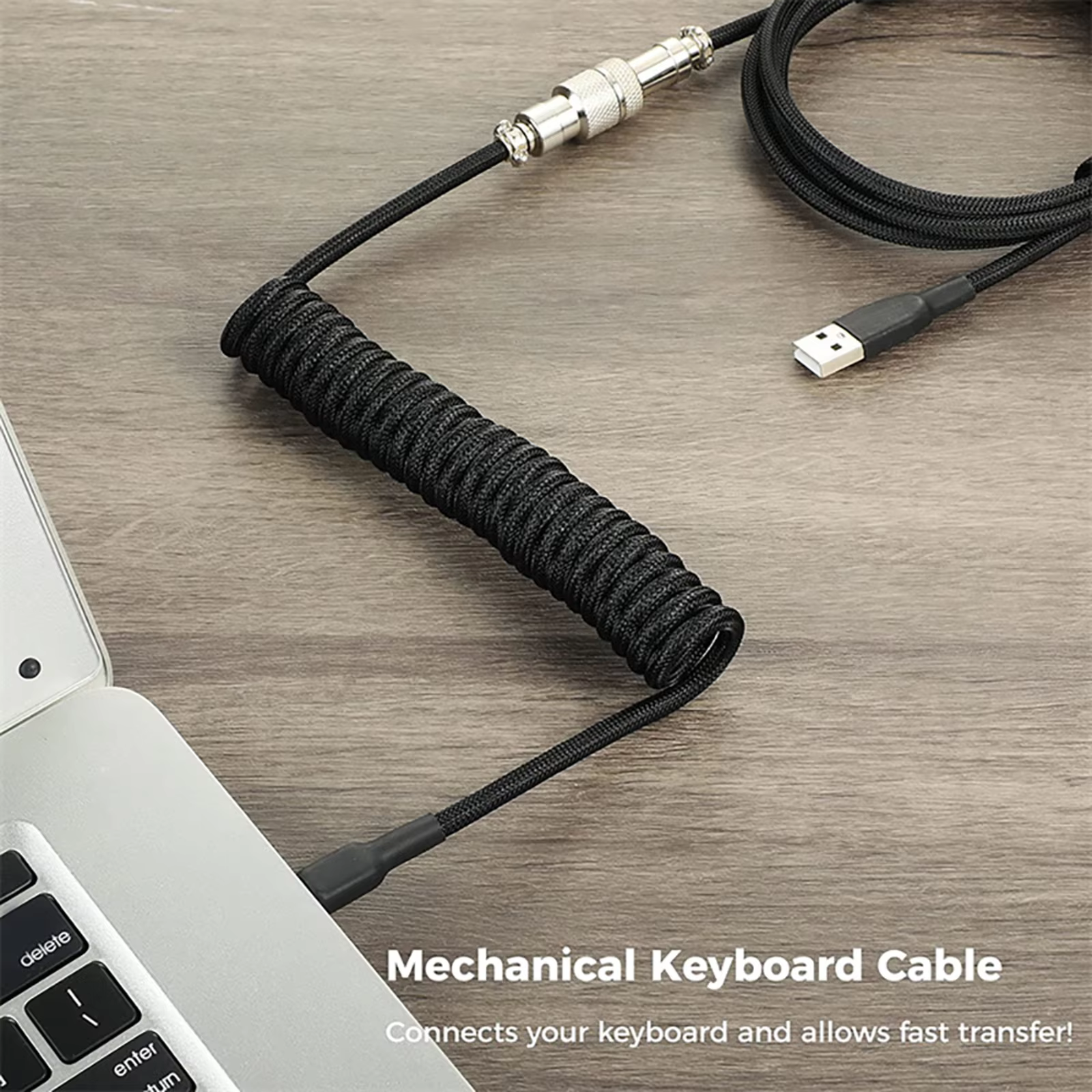 USLION Coiled Aviator Cable Type-C