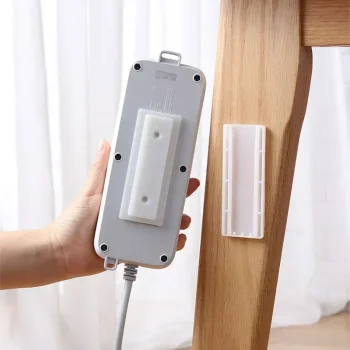 1PC Self-Adhesive Desktop Socket Fixer Hanging Power Strip Cable Organizer Plug-in Removable Wall-Mounted Fixer Wall Shelf