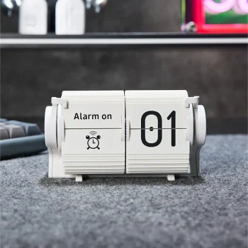 Vintage Flip Clock - Smart Mechanical Desk Calendar with Automatic Date & Alarm,Retro Time Management Tool for Home Decor 탁상시계