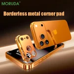 Frameless Alloy Bumper Creative Phone Case For iPhone 17 Air 16 15 14 13 12 Pro Max Plus 17pro Shockproof Metal Corner Pad Cover